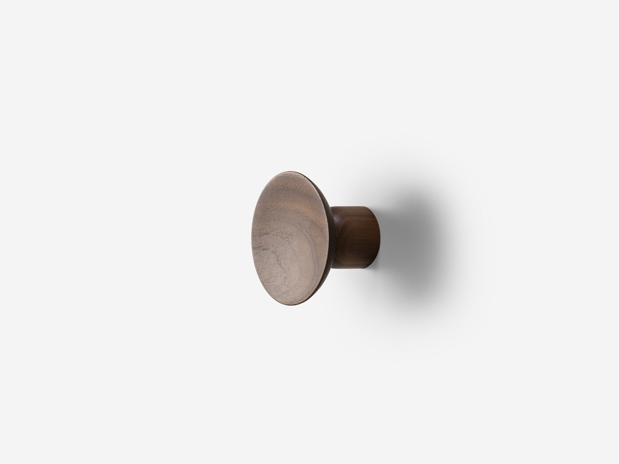 Large walnut wall hook angle view